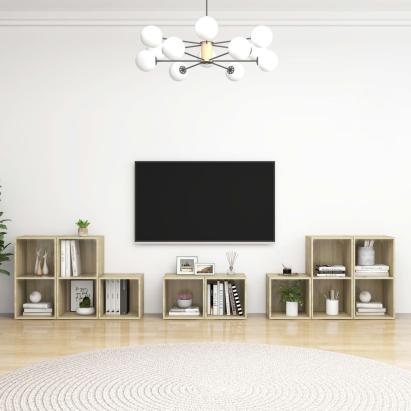 Set de dulapuri TV, 8 piese, stejar sonoma, lemn prelucrat GartenMobel Dekor