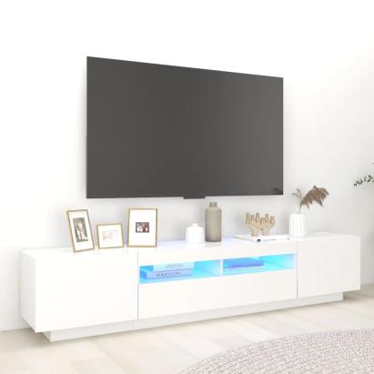 Comodă TV cu lumini LED, alb, 200x35x40cm GartenMobel Dekor