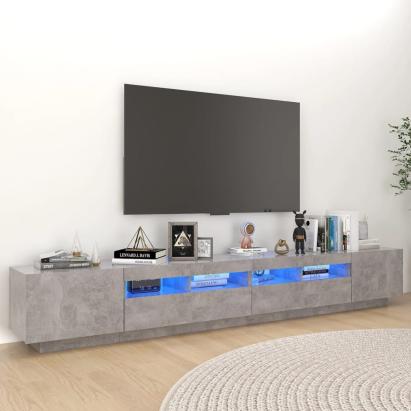 Comodă TV cu lumini LED, gri beton, 260x35x40 cm GartenMobel Dekor