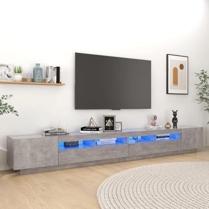 Comodă TV cu lumini LED, gri beton, 300x35x40 cm GartenMobel Dekor