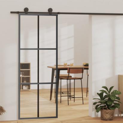 Ușă glisantă cu set feronerie, 76x205 cm, sticlă ESG/aluminiu GartenMobel Dekor