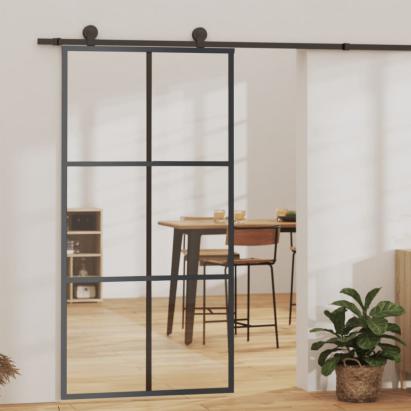 Ușă glisantă cu set feronerie, 102x205 cm, sticlă ESG/aluminiu GartenMobel Dekor