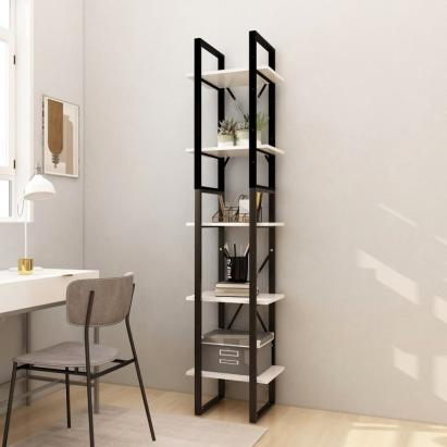 Bibliotecă cu 5 rafturi, alb, 40x30x175 cm, lemn masiv de pin GartenMobel Dekor