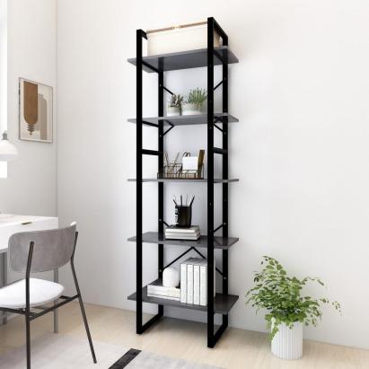 Bibliotecă cu 5 rafturi, gri, 60x30x175 cm, lemn prelucrat GartenMobel Dekor