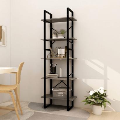 Bibliotecă cu 5 rafturi, gri, 60x30x175 cm, lemn de pin GartenMobel Dekor