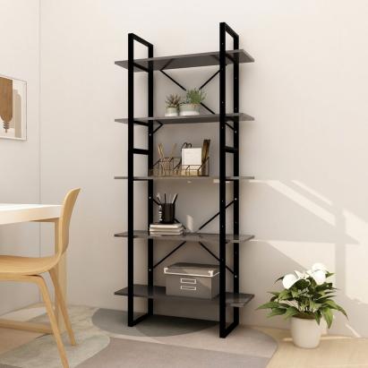 Bibliotecă cu 5 rafturi, gri, 80x30x175 cm, lemn prelucrat GartenMobel Dekor