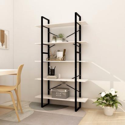 Bibliotecă cu 5 rafturi, alb, 100x30x175 cm, lemn masiv de pin GartenMobel Dekor