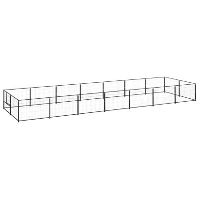 Padoc pentru câini, negru, 14 m², oțel GartenMobel Dekor