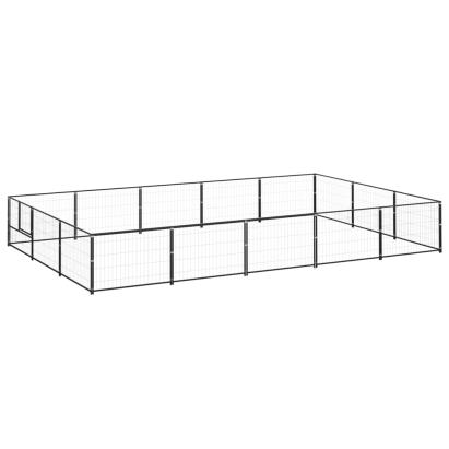 Padoc pentru câini, negru, 15 m², oțel GartenMobel Dekor