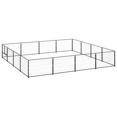 Padoc pentru câini, negru, 16 m², oțel GartenMobel Dekor