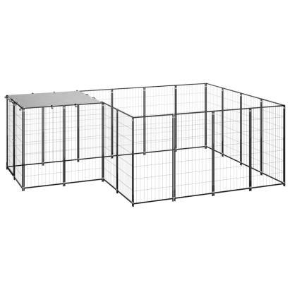 Padoc pentru câini, negru, 6,05 m², oțel   GartenMobel Dekor