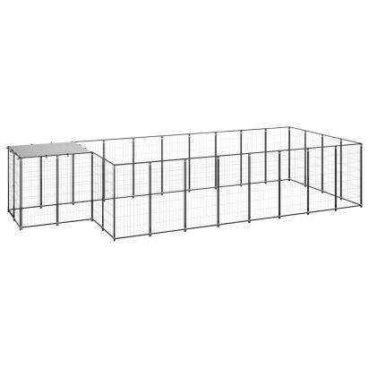 Padoc pentru câini, negru, 10,89 m², oțel   GartenMobel Dekor