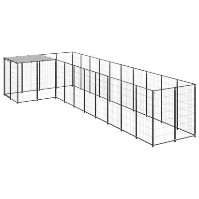 Padoc pentru câini, negru, 7,26 m², oțel   GartenMobel Dekor