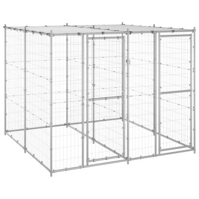 Padoc câini de exterior cu acoperiș, 4,84 m², oțel galvanizat GartenMobel Dekor