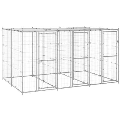 Padoc câini de exterior cu acoperiș, 7,26 m², oțel galvanizat GartenMobel Dekor