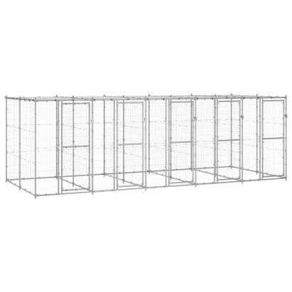 Padoc câini de exterior cu acoperiș, 12,1 m², oțel galvanizat GartenMobel Dekor
