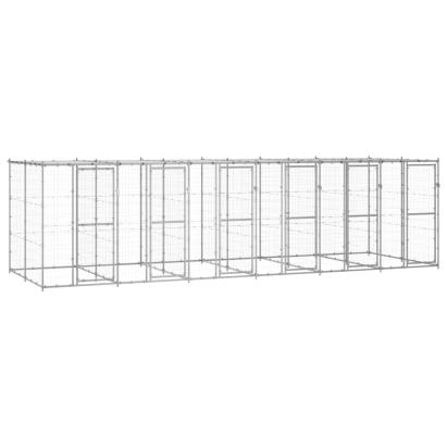 Padoc câini de exterior cu acoperiș, 14,52 m², oțel galvanizat GartenMobel Dekor