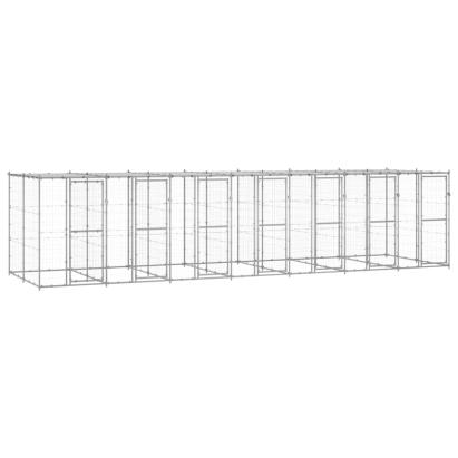 Padoc câini de exterior cu acoperiș, 16,94 m², oțel galvanizat GartenMobel Dekor