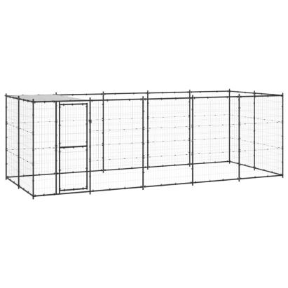 Padoc pentru câini de exterior cu acoperiș, 12,1 m², oțel GartenMobel Dekor