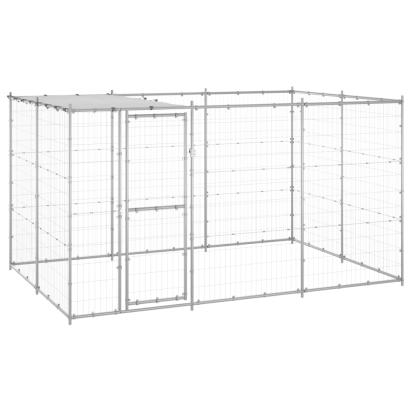 Padoc câini de exterior cu acoperiș, 7,26 m², oțel galvanizat GartenMobel Dekor