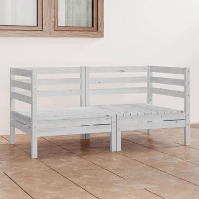 Set mobilier de grădină cu 2 locuri, alb, lemn masiv de pin GartenMobel Dekor