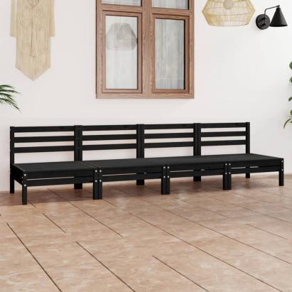 Set mobilier de grădină, 4 piese, negru, lemn masiv de pin GartenMobel Dekor
