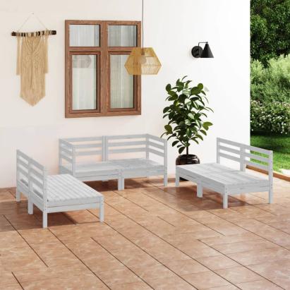 Set mobilier de grădină, 6 piese, alb, lemn masiv de pin GartenMobel Dekor