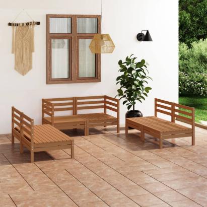 Set mobilier de grădină, 6 piese, maro miere, lemn masiv de pin GartenMobel Dekor