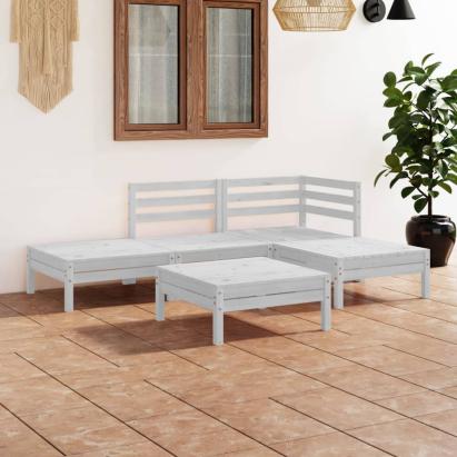Set mobilier de grădină, 5 piese, alb, lemn masiv de pin GartenMobel Dekor