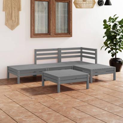 Set mobilier de grădină, 5 piese, gri, lemn masiv de pin GartenMobel Dekor