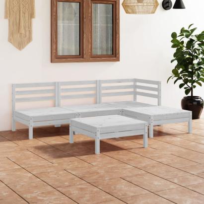 Set mobilier de grădină, 5 piese, alb, lemn masiv de pin GartenMobel Dekor