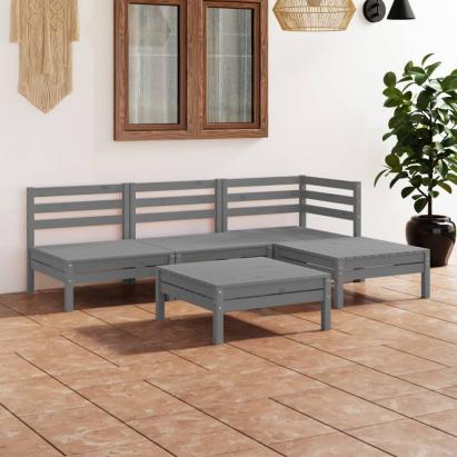 Set mobilier de grădină, 5 piese, gri, lemn masiv de pin GartenMobel Dekor