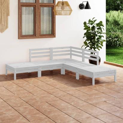 Set mobilier de grădină, 5 piese, alb, lemn masiv de pin GartenMobel Dekor