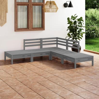 Set mobilier de grădină, 5 piese, gri, lemn masiv de pin GartenMobel Dekor