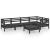 Set mobilier de grădină, 6 piese, negru, lemn masiv de pin GartenMobel Dekor