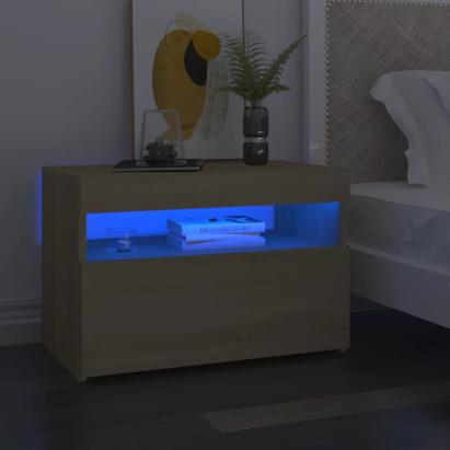Noptieră cu lumini LED, stejar Sonoma, 60x35x40 cm GartenMobel Dekor