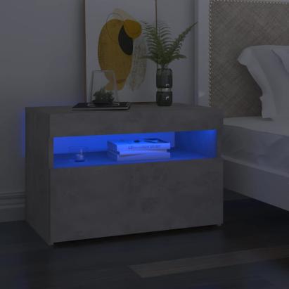 Noptieră cu lumini LED, gri beton, 60x35x40 cm GartenMobel Dekor