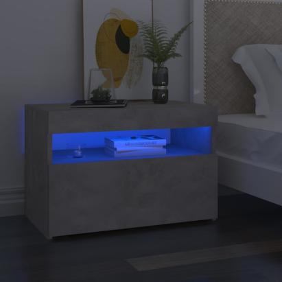 Noptieră cu lumini LED, 2 buc., gri beton, 60x35x40 cm GartenMobel Dekor