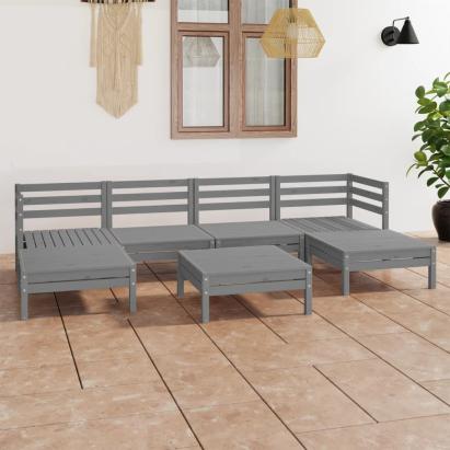 Set mobilier de grădină, 7 piese, gri, lemn masiv de pin GartenMobel Dekor