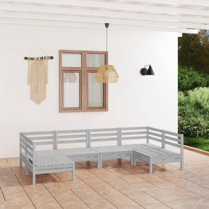 Set mobilier de grădină, 6 piese, alb, lemn masiv de pin GartenMobel Dekor