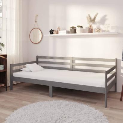 Pat de zi cu saltea, gri, 90x200 cm, lemn masiv de pin GartenMobel Dekor