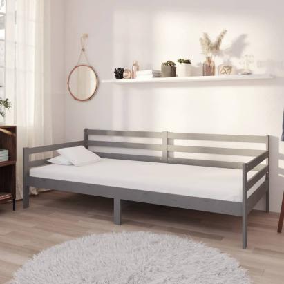 Pat de zi cu saltea, gri, 90x200 cm, lemn masiv de pin GartenMobel Dekor