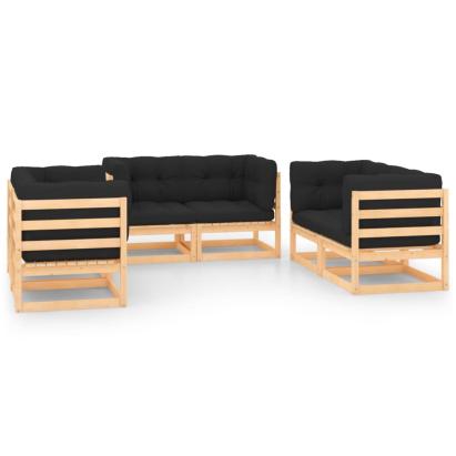 Set mobilier de grădină cu perne, 6 piese, lemn masiv de pin GartenMobel Dekor