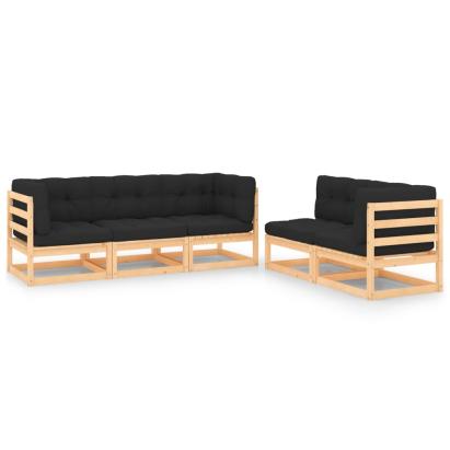 Set mobilier de grădină cu perne, 5 piese, lemn masiv de pin GartenMobel Dekor