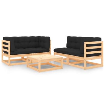 Set mobilier de grădină cu perne, 5 piese, lemn masiv de pin GartenMobel Dekor