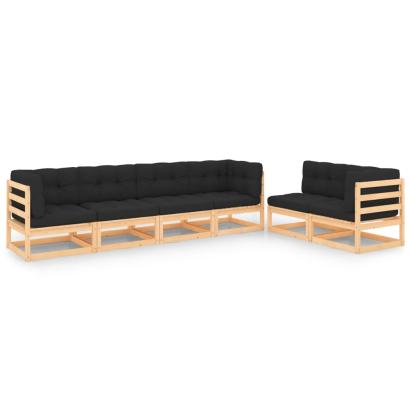Set mobilier de grădină cu perne, 6 piese, lemn masiv de pin GartenMobel Dekor