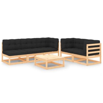 Set mobilier de grădină cu perne, 6 piese, lemn masiv de pin GartenMobel Dekor