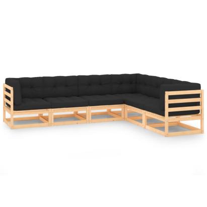 Set mobilier de grădină cu perne, 6 piese, lemn masiv de pin GartenMobel Dekor