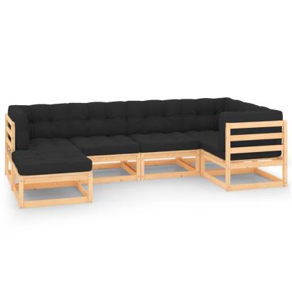 Set mobilier de grădină cu perne, 6 piese, lemn masiv de pin GartenMobel Dekor