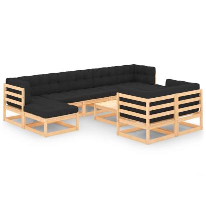 Set mobilier grădină cu perne antracit, 10 piese lemn masiv pin GartenMobel Dekor